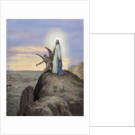 Jesus tempted by the Devil. Engraving. Colored. by Anonymous