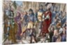 Jerome of Prague (1360-1416) marching to execution. Engraving. Colored. by Anonymous