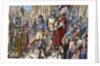Jerome of Prague (1360-1416) marching to execution. Engraving. Colored. by Anonymous