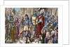 Jerome of Prague (1360-1416) marching to execution. Engraving. Colored. by Anonymous