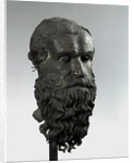 Ancient Greek bronze head of an old man with long beard (philosopher of Porticello) by Anonymous