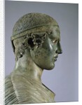 Detail of the Charioteer of Delphi, also known as Heniokhos by Anonymous