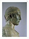 Detail of the Charioteer of Delphi, also known as Heniokhos by Anonymous