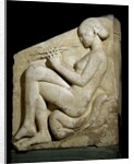 Panel of Ludovisi Throne : A naked woman playing a flute by Anonymous
