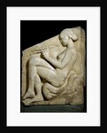 Panel of Ludovisi Throne : A naked woman playing a flute by Anonymous