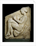 Panel of Ludovisi Throne : A naked woman playing a flute by Anonymous
