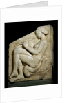 Panel of Ludovisi Throne : A naked woman playing a flute by Anonymous
