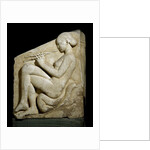 Panel of Ludovisi Throne : A naked woman playing a flute by Anonymous