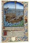 Manuscript illumination of ship at sea from "L'esprit de fortune et de vertu" by Anonymous