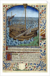 Manuscript illumination of ship at sea from "L'esprit de fortune et de vertu" by Anonymous