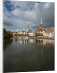 View of Petrikirche from Fussgangerbrucke on Trave canal by Anonymous