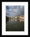 View of Petrikirche from Fussgangerbrucke on Trave canal by Anonymous