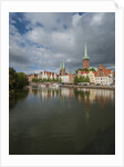 View of Petrikirche from Fussgangerbrucke on Trave canal by Anonymous
