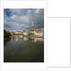View of Petrikirche from Fussgangerbrucke on Trave canal by Anonymous