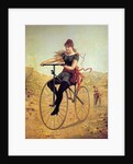 History of the bicycle : woman pedaling her bicycle by Anonymous