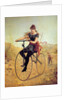 History of the bicycle : woman pedaling her bicycle by Anonymous