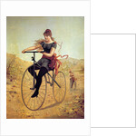 History of the bicycle : woman pedaling her bicycle by Anonymous