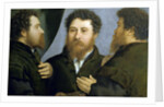 Portrait of a goldsmith in three views by Lorenzo Lotto
