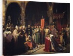Louis VII takes the banner in the Basilica of Saint -Denis, 1147 by Jean Baptiste Mauzaisse
