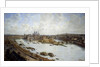 Panoramic view of Paris and the Ile de la Cite in 1588 by Theodore Joseph Hubert Hoffbauer