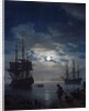Detail of Night: Seaport by Moonlight by Joseph Vernet
