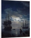 Detail of Night: Seaport by Moonlight by Joseph Vernet