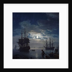 Detail of Night: Seaport by Moonlight by Joseph Vernet