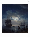 Detail of Night: Seaport by Moonlight by Joseph Vernet