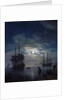 Detail of Night: Seaport by Moonlight by Joseph Vernet