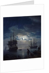 Detail of Night: Seaport by Moonlight by Joseph Vernet