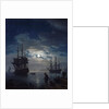 Detail of Night: Seaport by Moonlight by Joseph Vernet