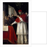 Michelangelo presents his model of San Lorenzo to Leo X by Jacopo da Empoli