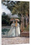Promenade in a Garden by Silvestro Lega