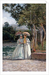 Promenade in a Garden by Silvestro Lega
