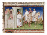 Niccolo, Matteo and Marco Polo say goodbye to their familiy at the city gate of Venice by Anonymous