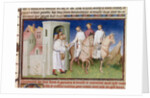 Niccolo, Matteo and Marco Polo say goodbye to their familiy at the city gate of Venice by Anonymous