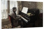Young man playing the piano by Gustave Caillebotte