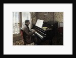 Young man playing the piano by Gustave Caillebotte