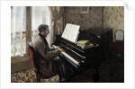 Young man playing the piano by Gustave Caillebotte