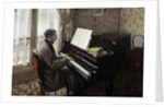 Young man playing the piano by Gustave Caillebotte