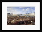 King Louis XIV in triumphal carriage crossing the Pont Neuf in Paris by Adam Frans van der Meulen