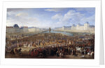 King Louis XIV in triumphal carriage crossing the Pont Neuf in Paris by Adam Frans van der Meulen