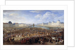 King Louis XIV in triumphal carriage crossing the Pont Neuf in Paris by Adam Frans van der Meulen