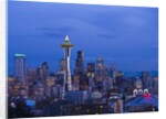 Night View of Seattle Skyline with Christmas Tree on the Space Needle by Anonymous