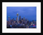 Night View of Seattle Skyline with Christmas Tree on the Space Needle by Anonymous