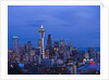 Night View of Seattle Skyline with Christmas Tree on the Space Needle by Anonymous