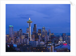 Night View of Seattle Skyline with Christmas Tree on the Space Needle by Anonymous