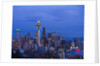 Night View of Seattle Skyline with Christmas Tree on the Space Needle by Anonymous