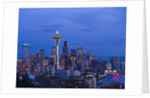 Night View of Seattle Skyline with Christmas Tree on the Space Needle by Anonymous