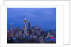Night View of Seattle Skyline with Christmas Tree on the Space Needle by Anonymous